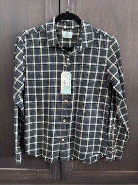 NWT Class Club Kids 14/16 Black and BLUE Plaid Button-Down Shirt